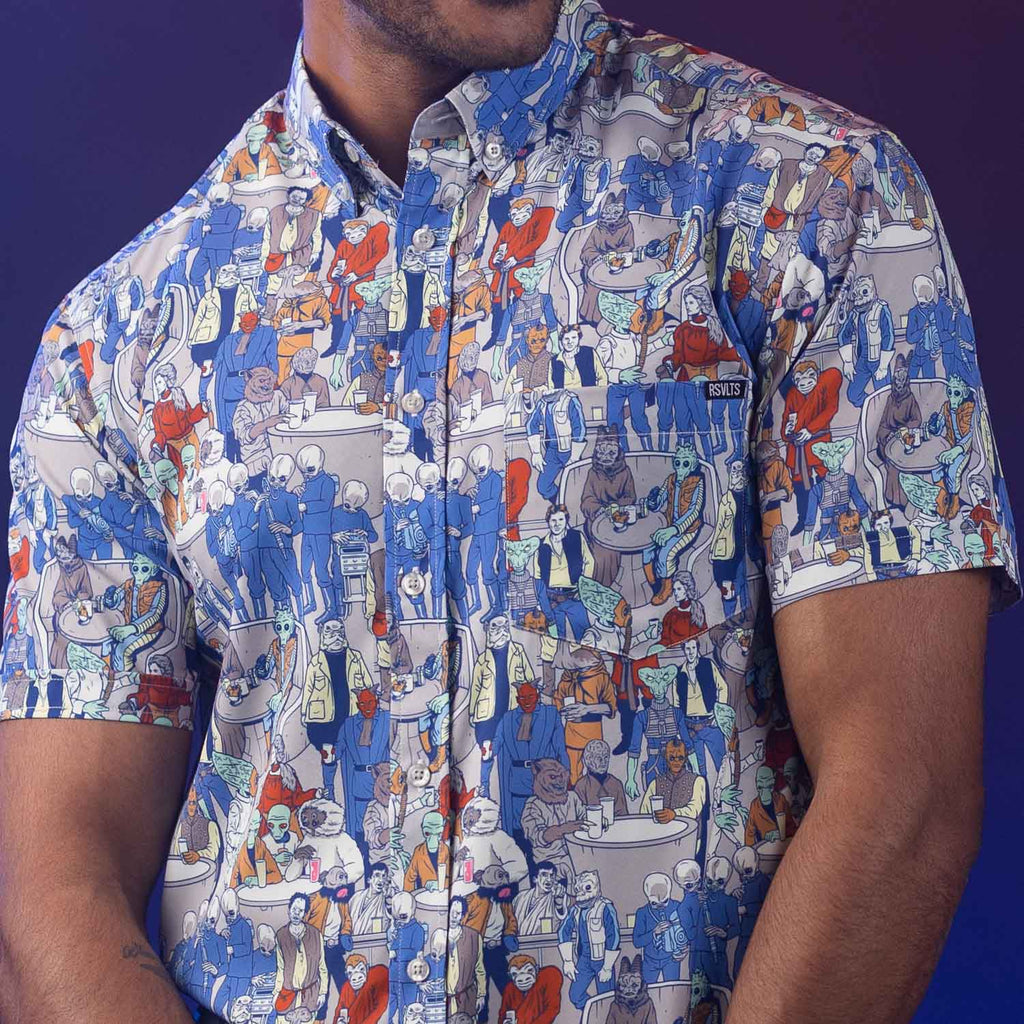 RSVLTS Cantina KUNUFLEX Short Sleeve Shirt in Blue — detail 6