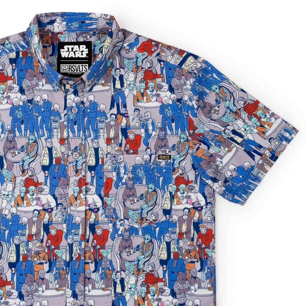 RSVLTS Cantina KUNUFLEX Short Sleeve Shirt in Blue — front view