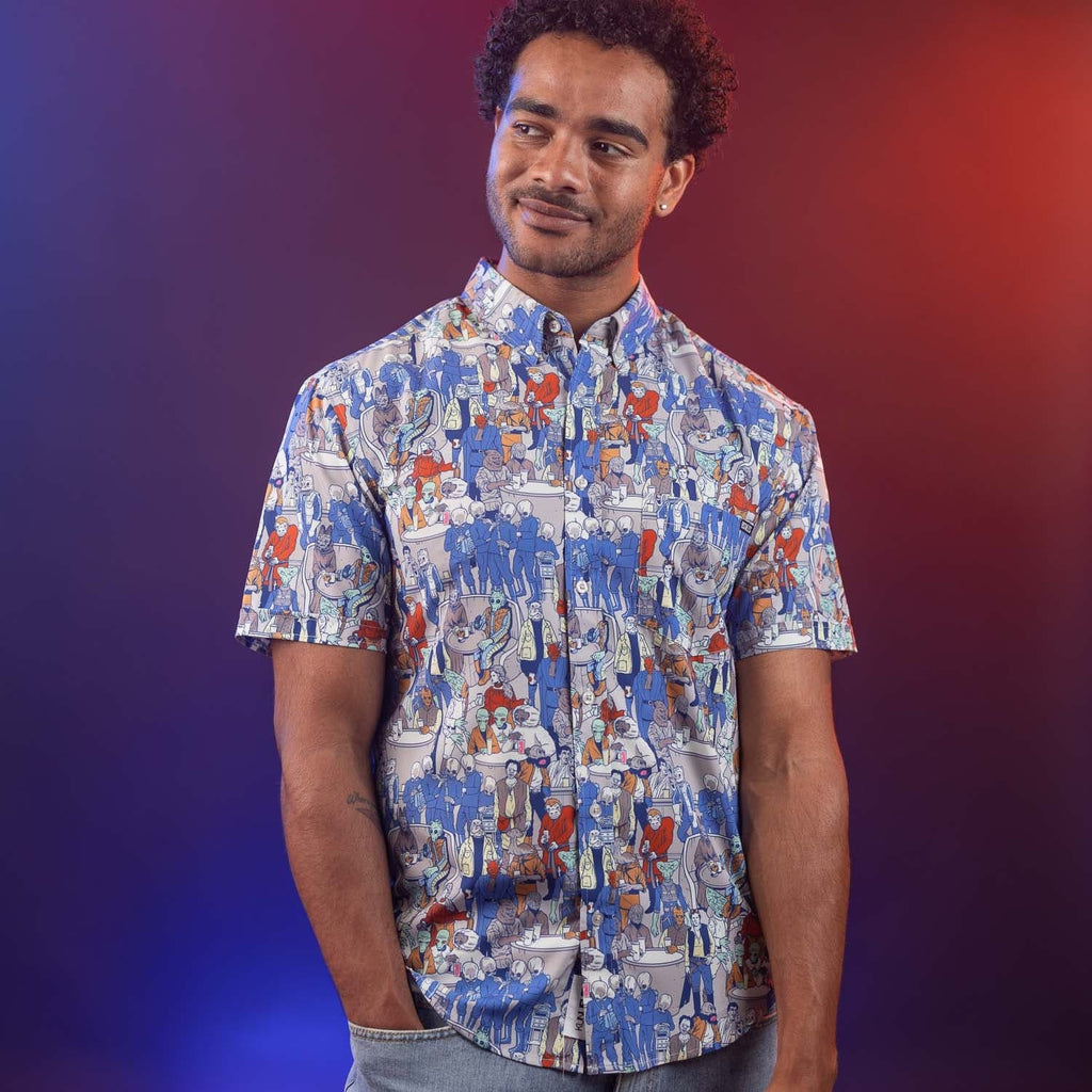 RSVLTS Cantina KUNUFLEX Short Sleeve Shirt in Blue — detail 9