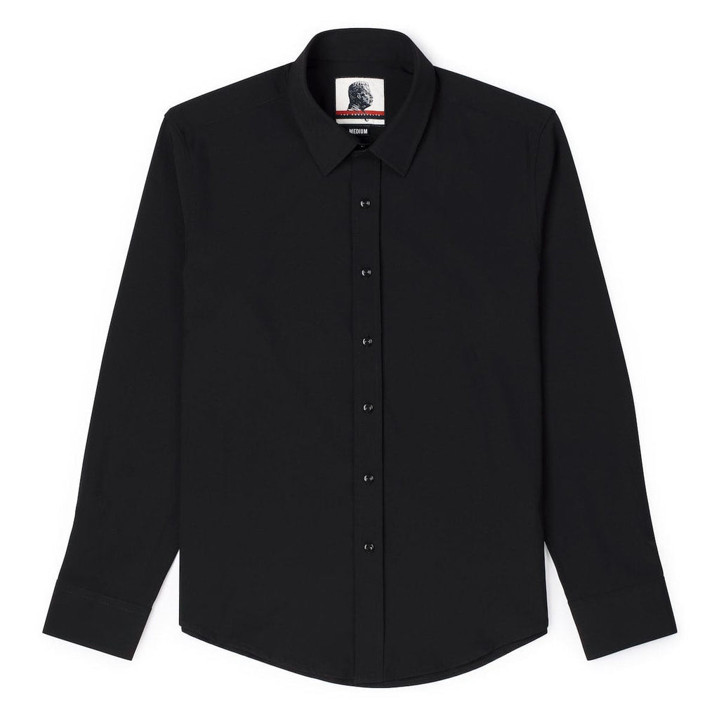 RSVLTS Black Good Looks KUNUFLEX Dress Shirt in Black — detail 4