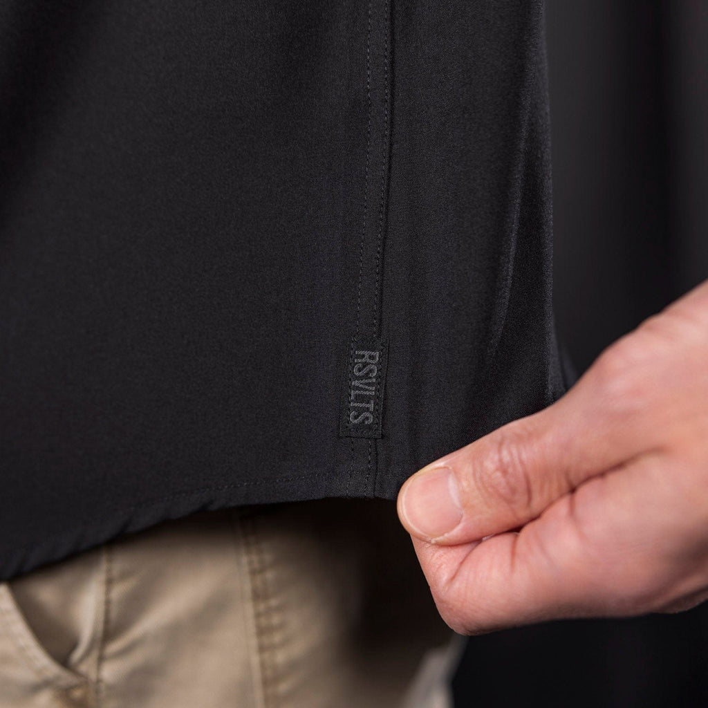 RSVLTS Black Good Looks KUNUFLEX Dress Shirt in Black — detail 9