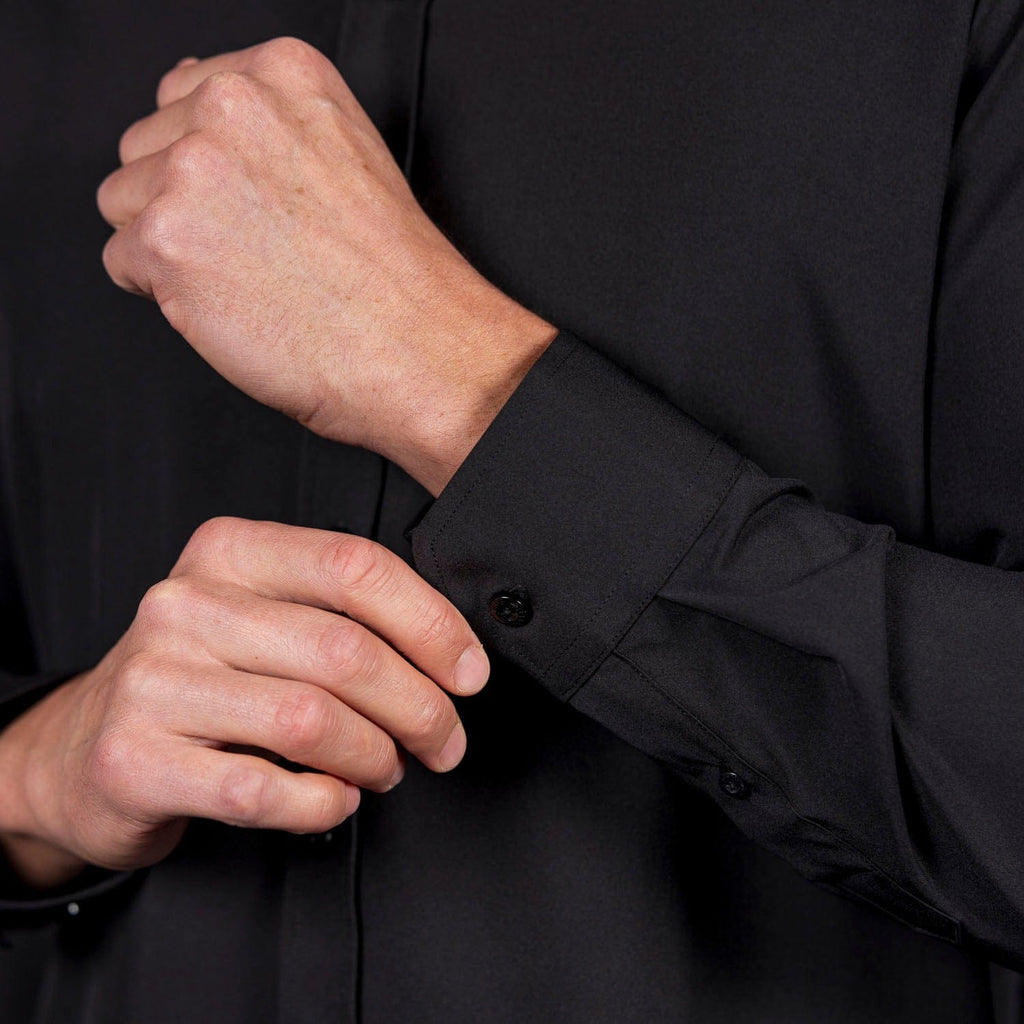 RSVLTS Black Good Looks KUNUFLEX Dress Shirt in Black — detail 10