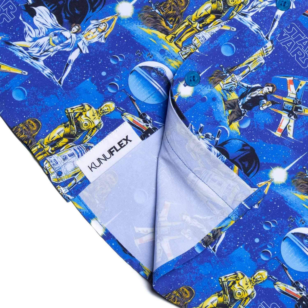 RSVLTS Luke Sleepwalker KUNUFLEX Short Sleeve Shirt in Blue — detail 8