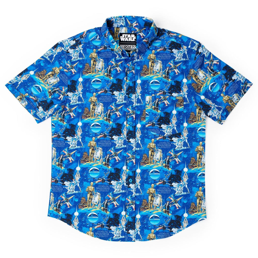 RSVLTS Luke Sleepwalker KUNUFLEX Short Sleeve Shirt in Blue — detail 6
