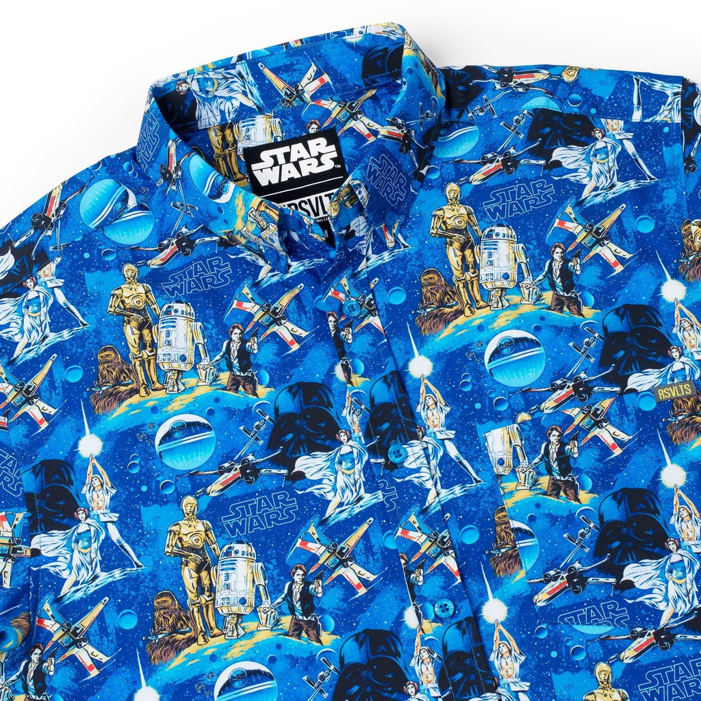 RSVLTS Luke Sleepwalker KUNUFLEX Short Sleeve Shirt in Blue — detail 9