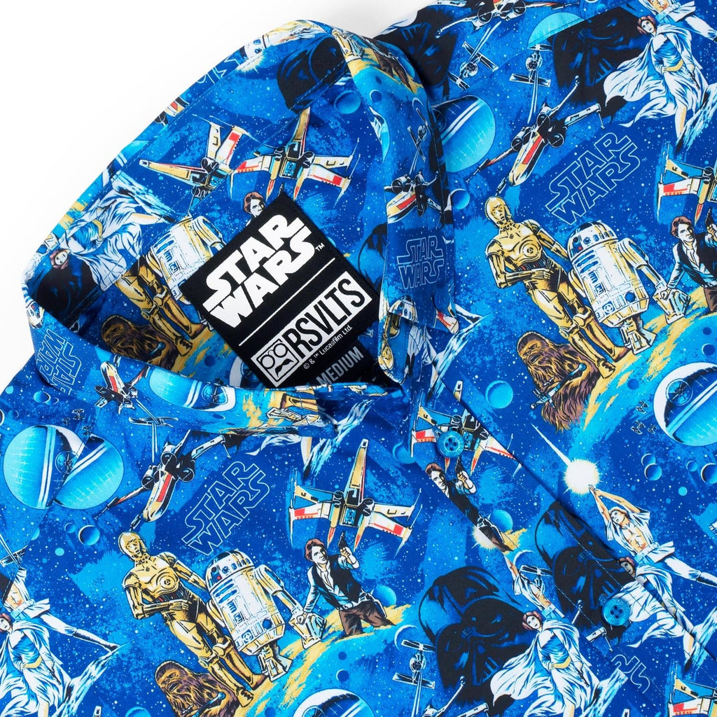 RSVLTS Luke Sleepwalker KUNUFLEX Short Sleeve Shirt in Blue — detail 13