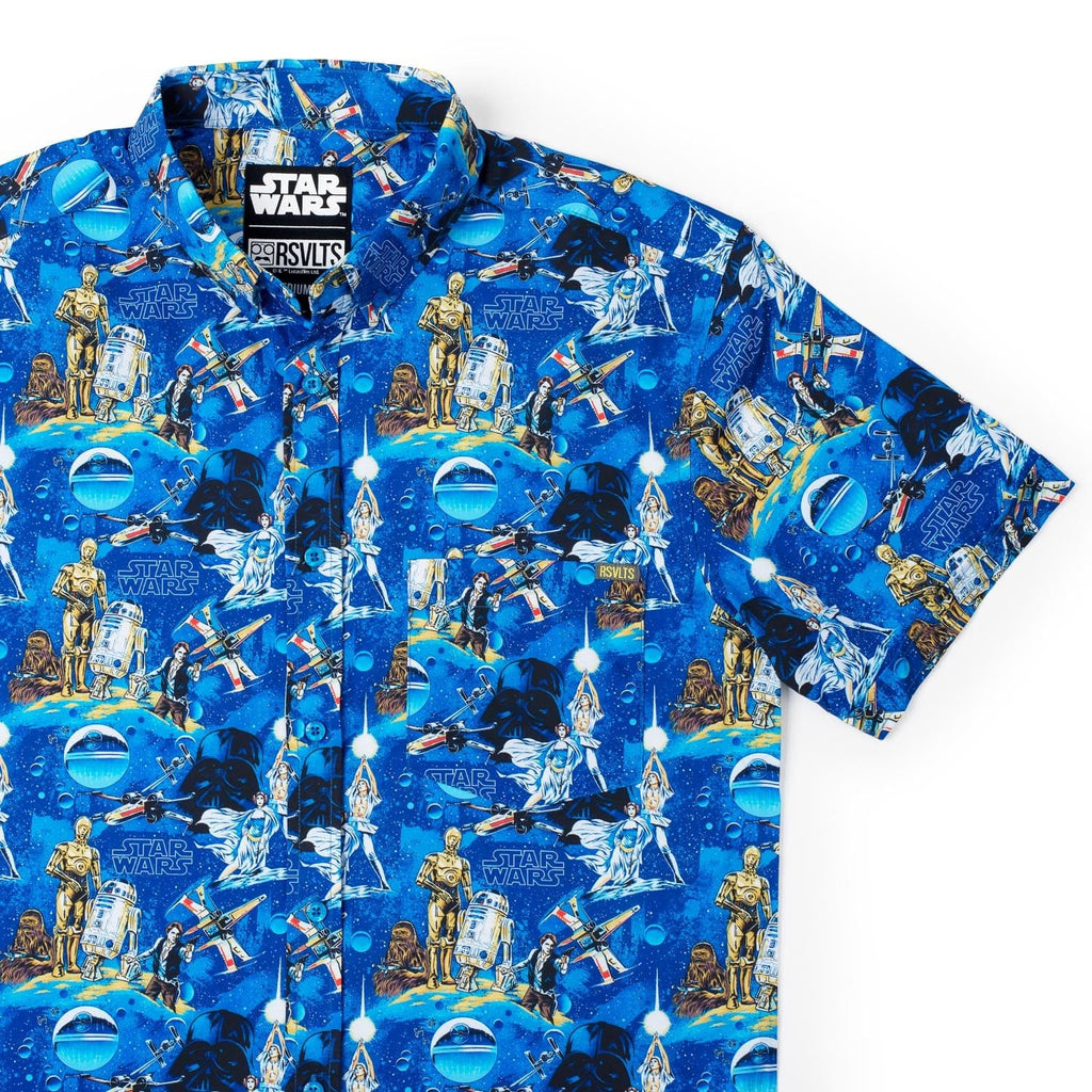 RSVLTS Luke Sleepwalker KUNUFLEX Short Sleeve Shirt in Blue — detail 4