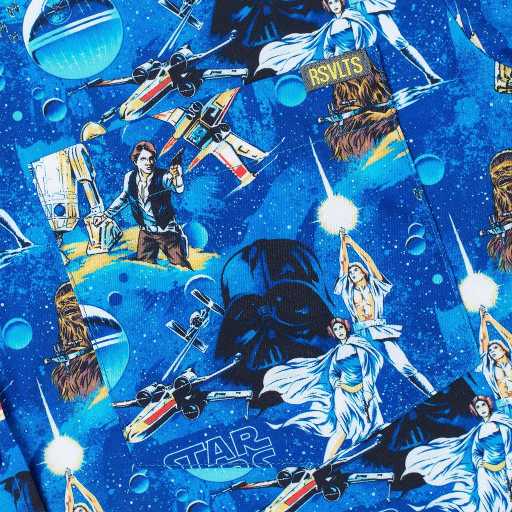 RSVLTS Luke Sleepwalker KUNUFLEX Short Sleeve Shirt in Blue — detail 5