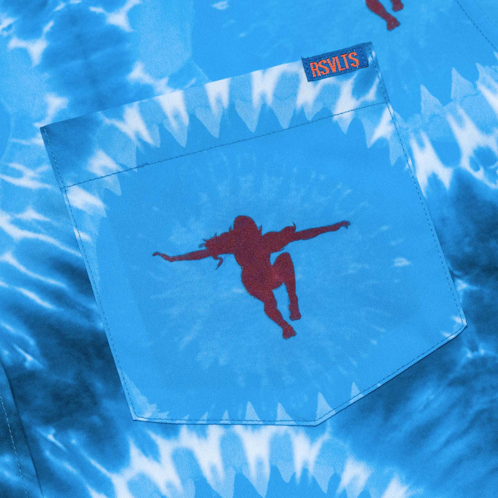 RSVLTS Night Swim KUNUFLEX Short Sleeve Shirt in Blue — detail 7