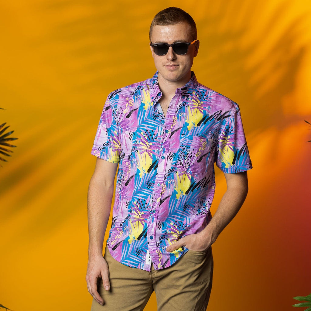 RSVLTS Plum Lake KUNUFLEX Short Sleeve Shirt in Purple — detail 6