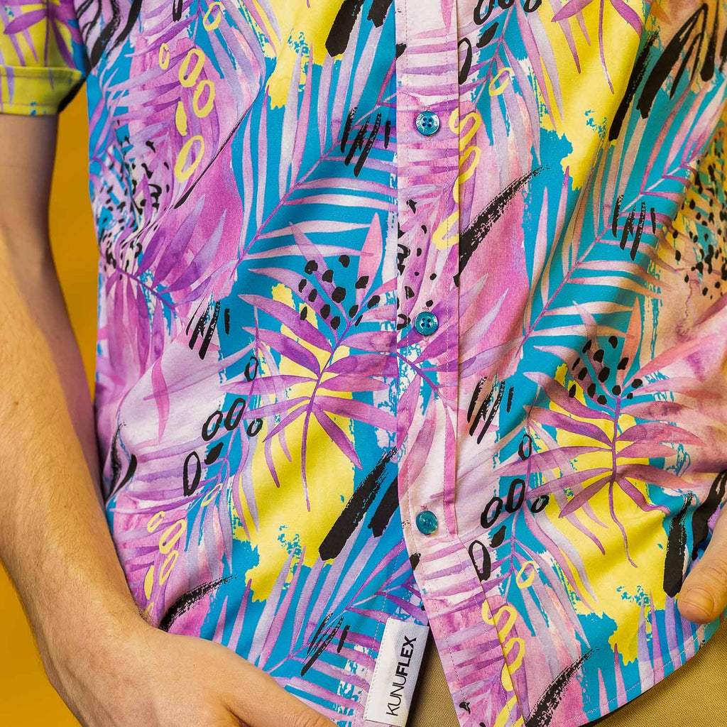 RSVLTS Plum Lake KUNUFLEX Short Sleeve Shirt in Purple — detail 4