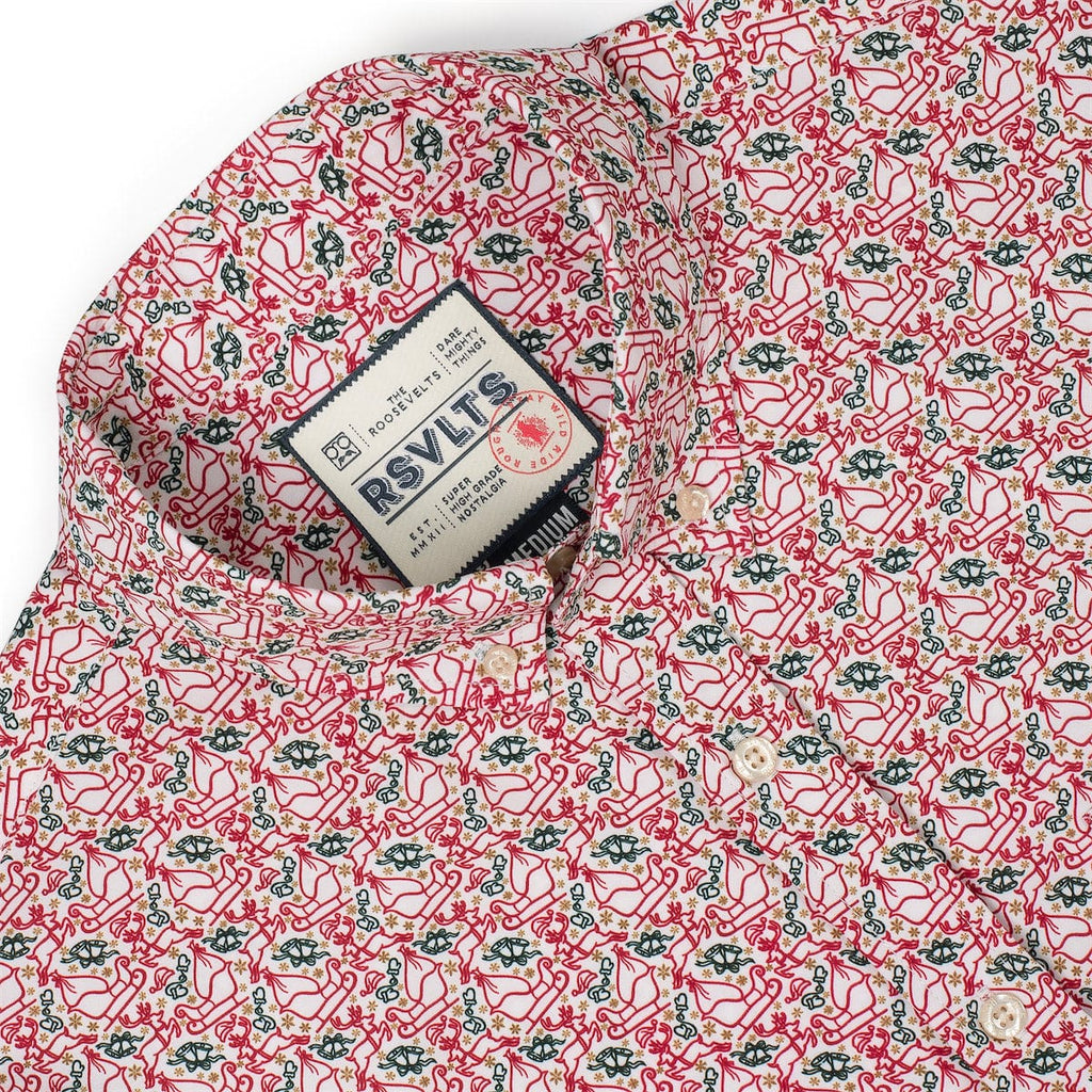 RSVLTS Merry Mashup Long Sleeve Shirt in Red — detail 5