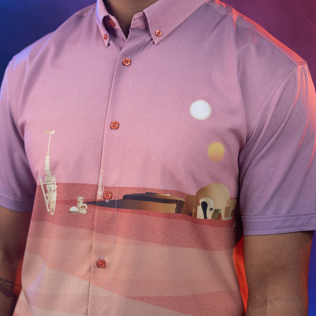 RSVLTS Rising Suns KUNUFLEX Short Sleeve Shirt in Pink — detail 5