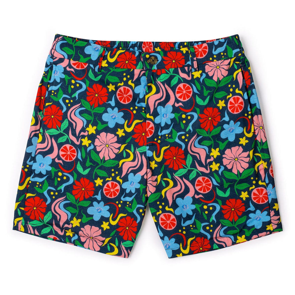 RSVLTS Groovy Garden Bamboo Resort Shorts in Multicolor — front view