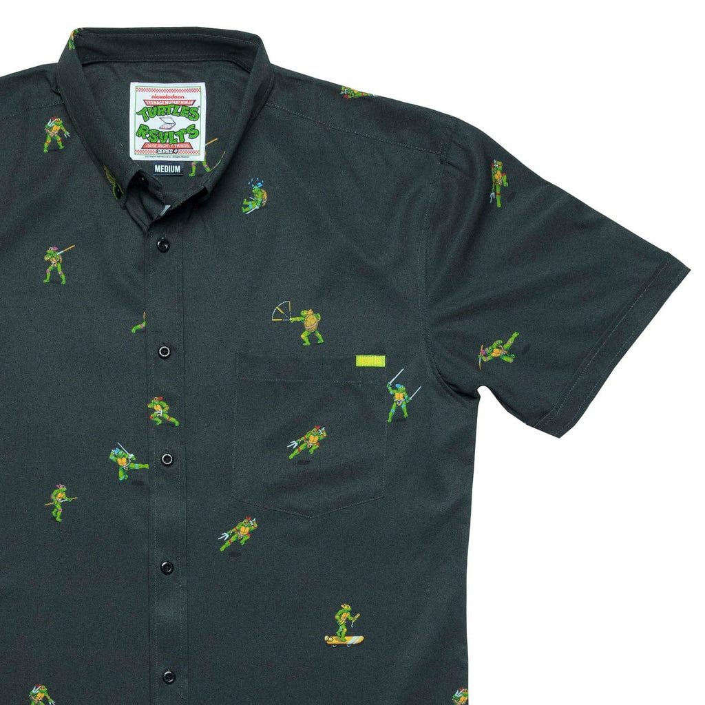 RSVLTS Choose Your Turtle (At Night) KUNUFLEX Short Sleeve Shirt in Green — front view