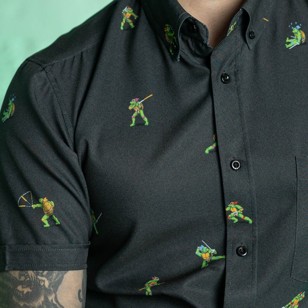 RSVLTS Choose Your Turtle (At Night) KUNUFLEX Short Sleeve Shirt in Green — detail 7