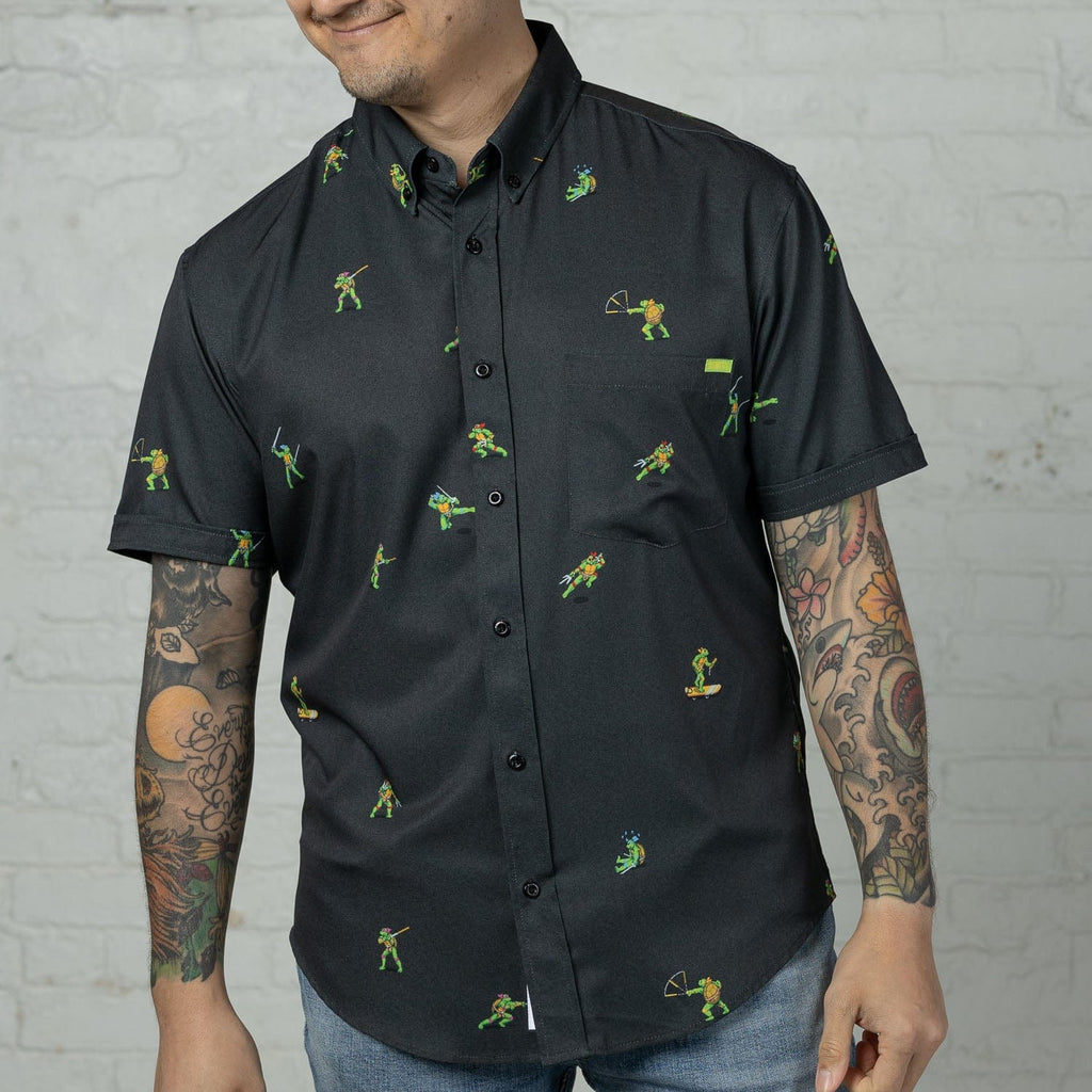 RSVLTS Choose Your Turtle (At Night) KUNUFLEX Short Sleeve Shirt in Green — detail 3