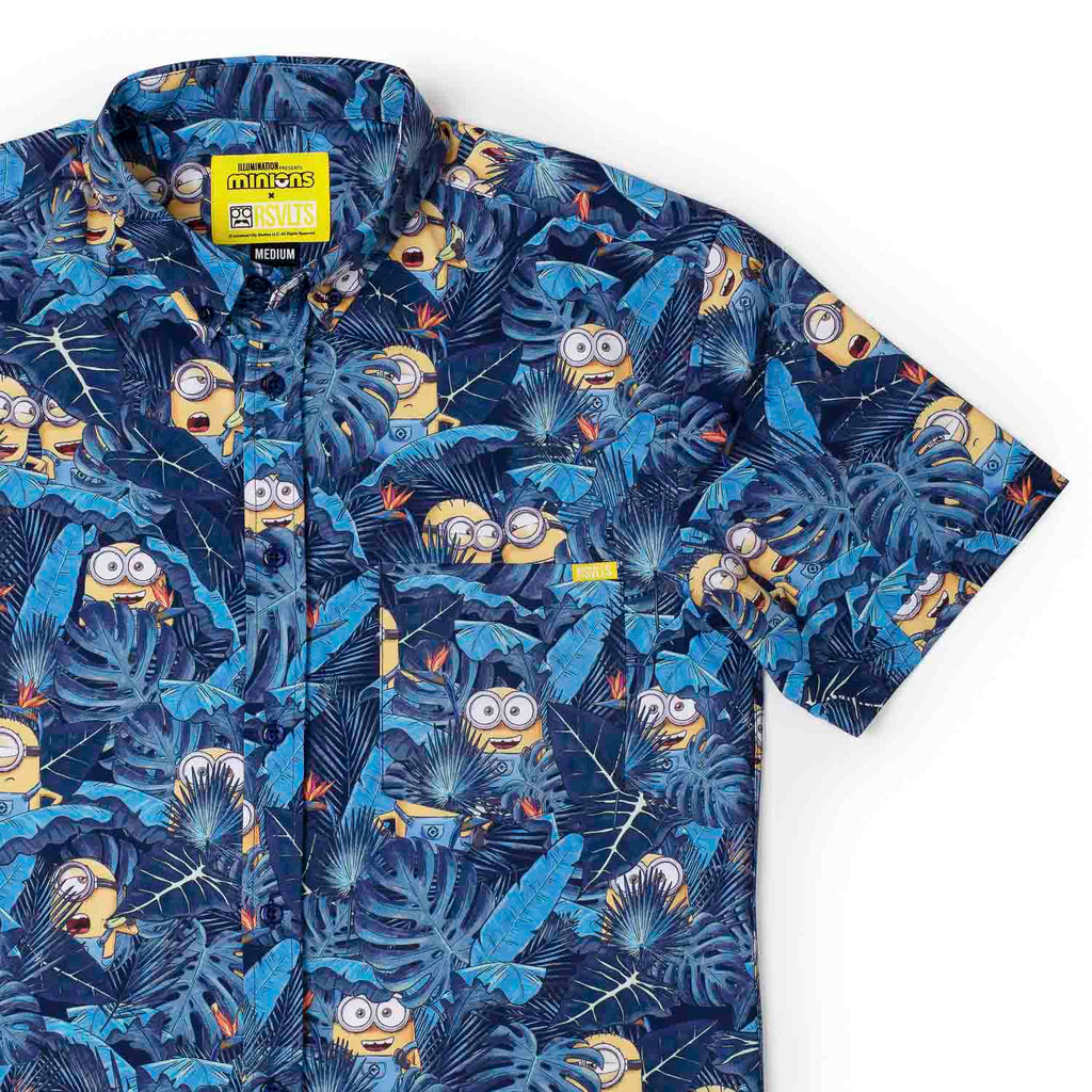 RSVLTS In Search of BA NA NA KUNUFLEX Short Sleeve Shirt in Blue — front view