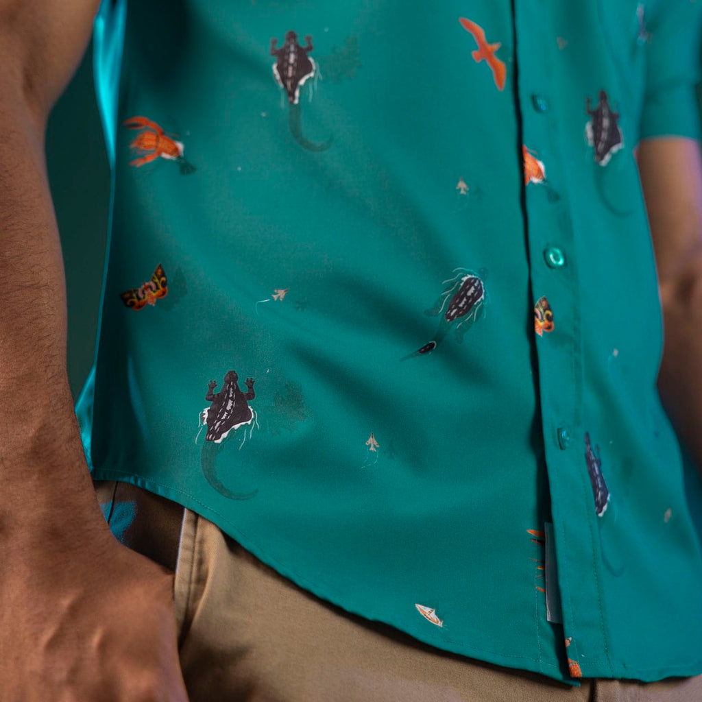RSVLTS Monsters Unleashed KUNUFLEX Short Sleeve Shirt in Green — detail 6
