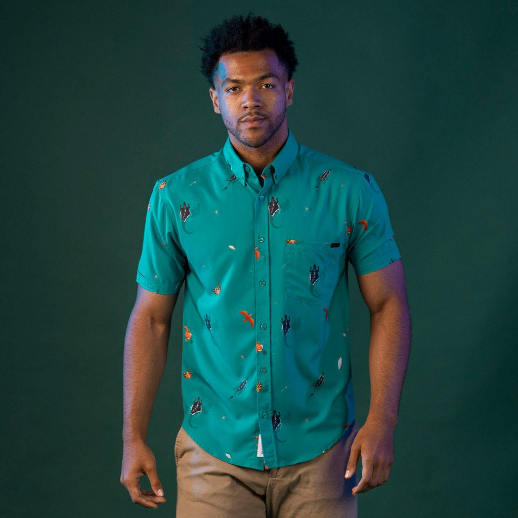 RSVLTS Monsters Unleashed KUNUFLEX Short Sleeve Shirt in Green — detail 2