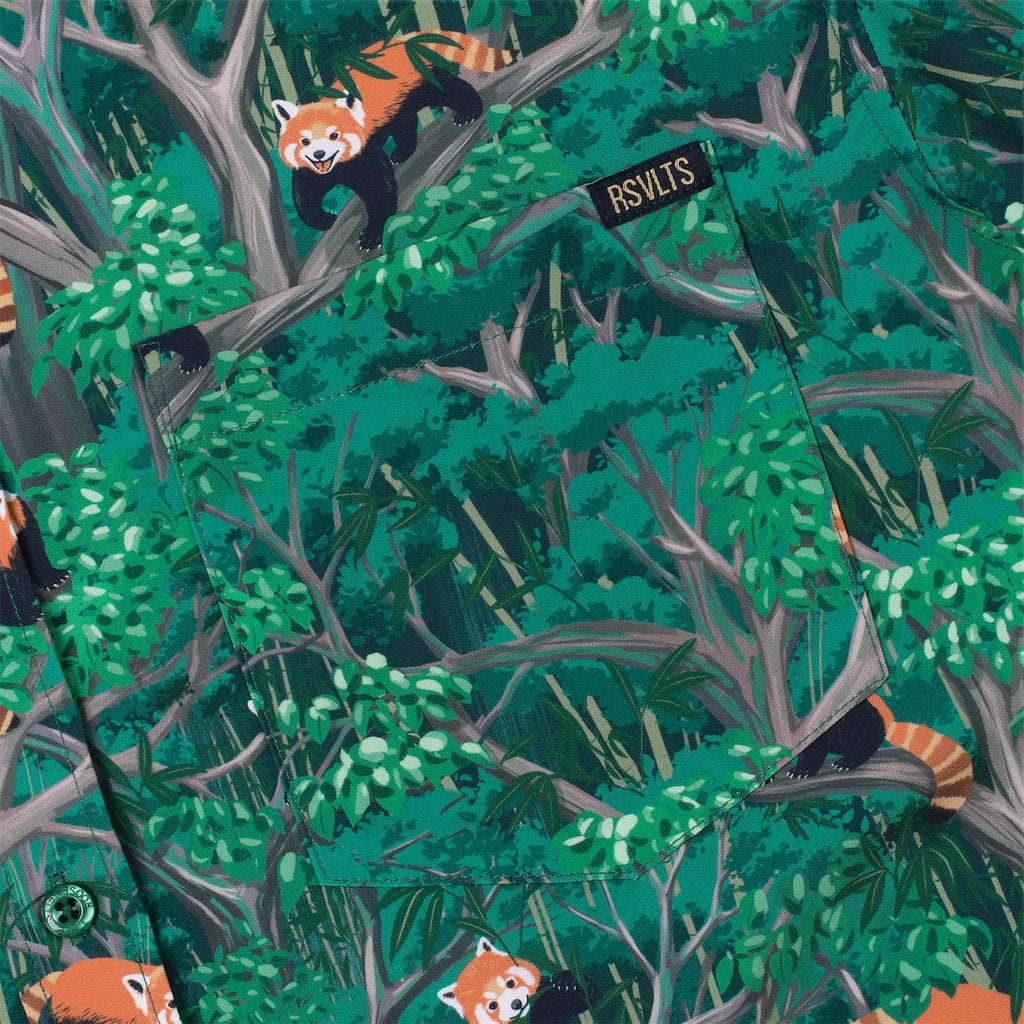 RSVLTS Red Panda-monium KUNUFLEX Short Sleeve Shirt in Green — detail 3