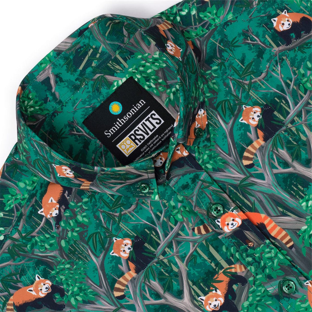RSVLTS Red Panda-monium KUNUFLEX Short Sleeve Shirt in Green — detail 5