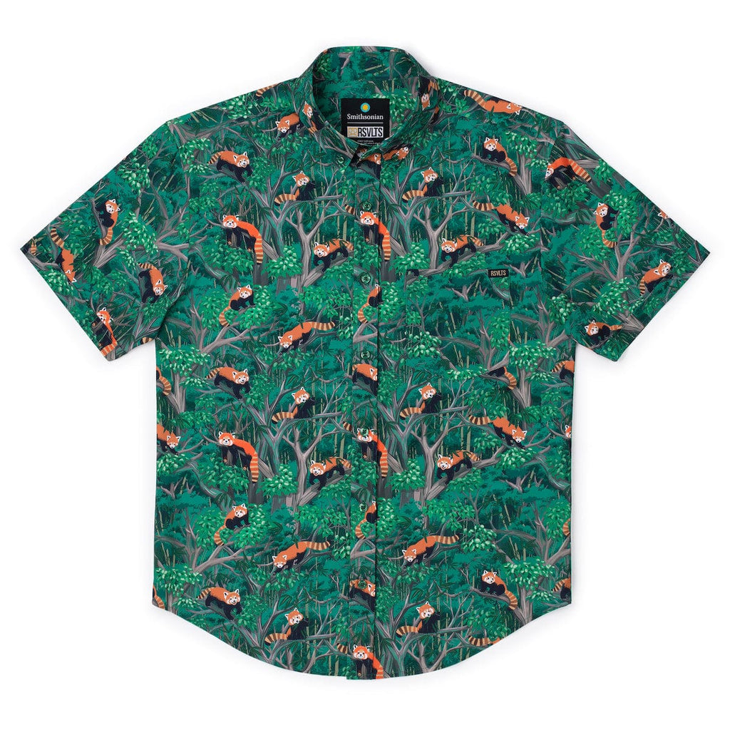 RSVLTS Red Panda-monium KUNUFLEX Short Sleeve Shirt in Green — detail 4