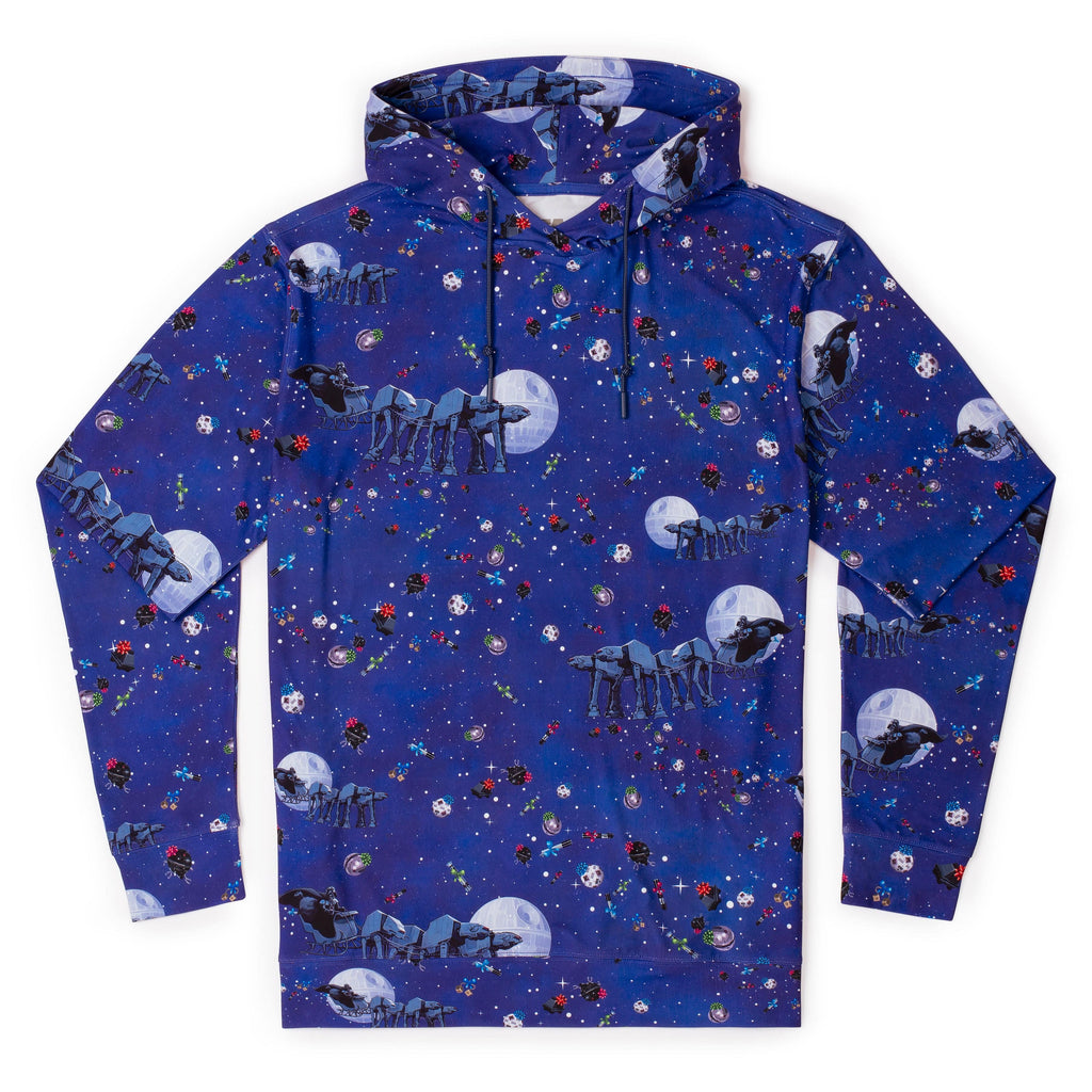 RSVLTS I Am Your Father Christmas Performance Hoodie in Blue — front view