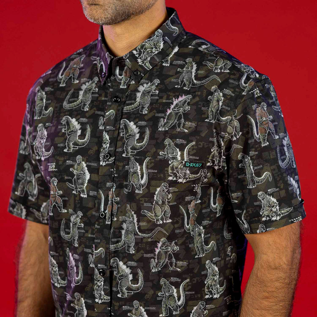 RSVLTS Gojivolution KUNUFLEX Short Sleeve Shirt in Black — detail 5