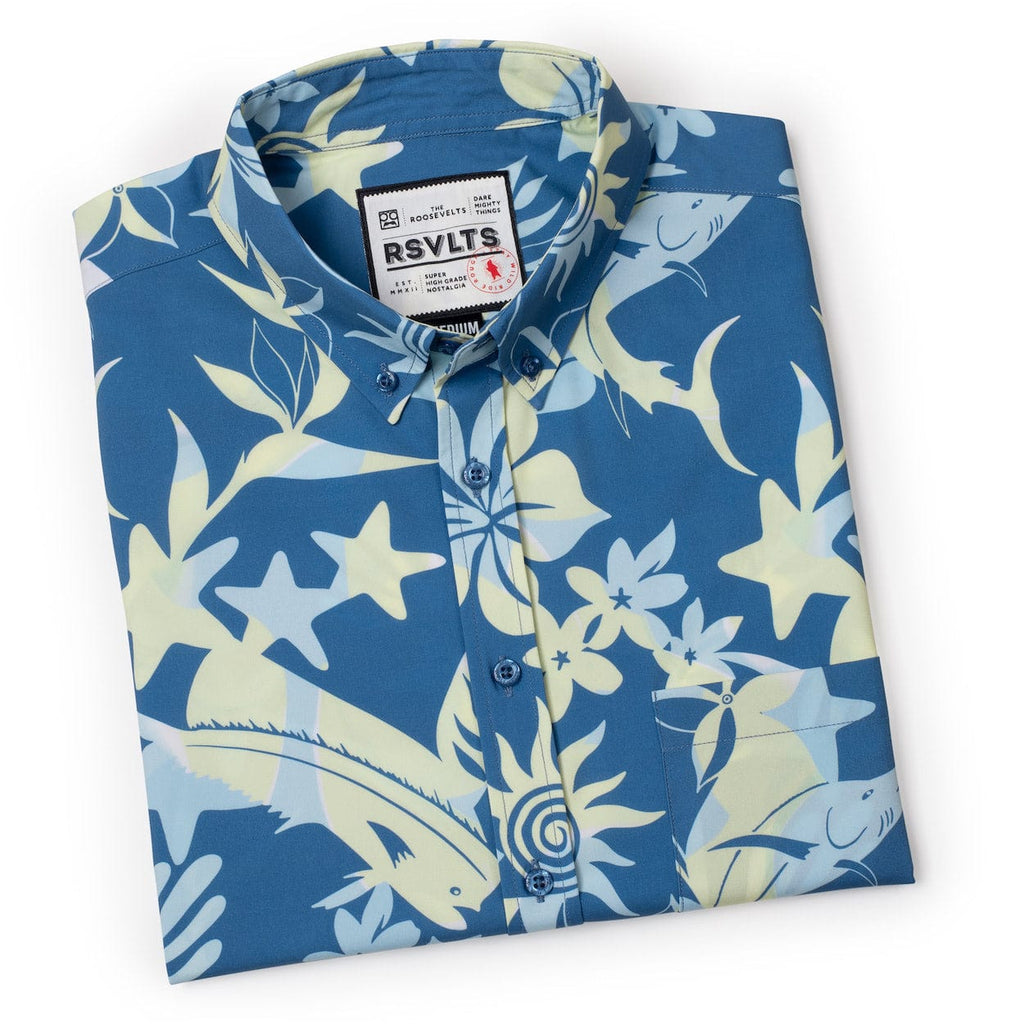 RSVLTS You’ve Got Sail KUNUFLEX Short Sleeve Shirt in Blue — detail 9
