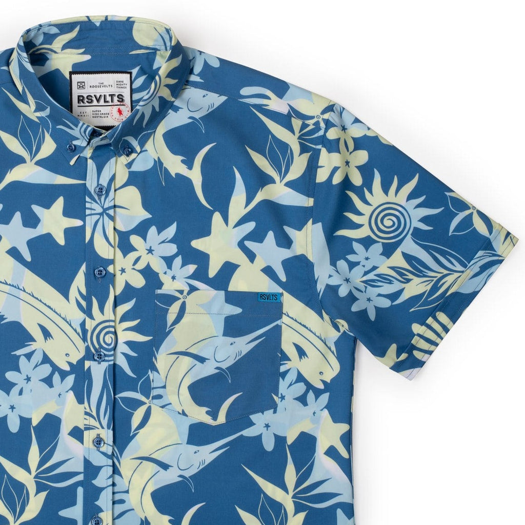 RSVLTS You’ve Got Sail KUNUFLEX Short Sleeve Shirt in Blue — detail 3