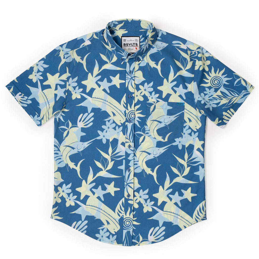 RSVLTS You’ve Got Sail KUNUFLEX Short Sleeve Shirt in Blue — detail 5