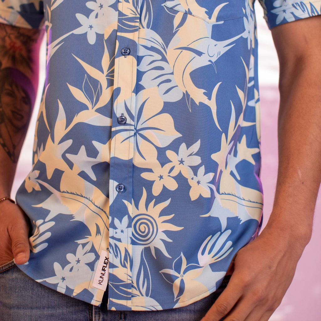 RSVLTS You’ve Got Sail KUNUFLEX Short Sleeve Shirt in Blue — detail 7