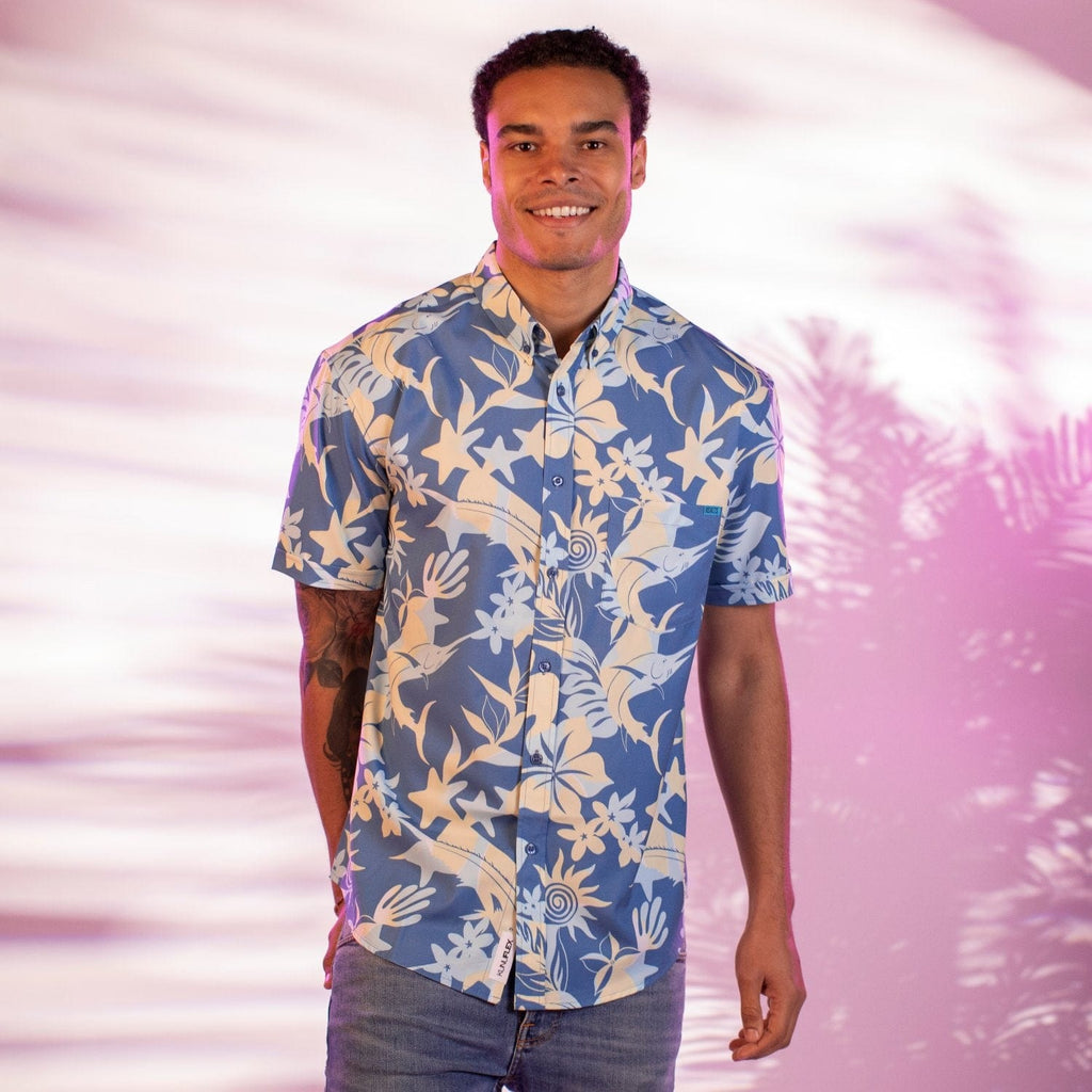 RSVLTS You’ve Got Sail KUNUFLEX Short Sleeve Shirt in Blue — detail 4