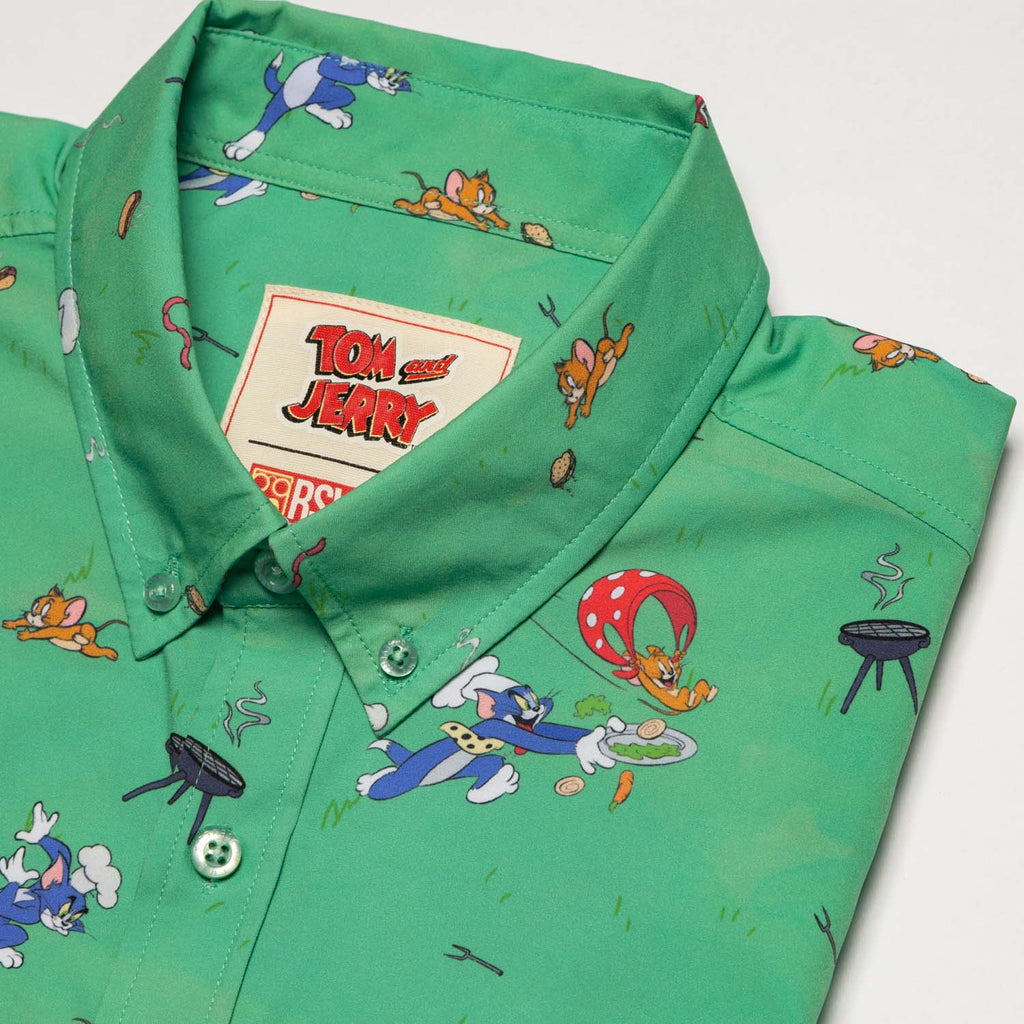 RSVLTS Brawl-B-Q KUNUFLEX Short Sleeve Shirt in Green — detail 4