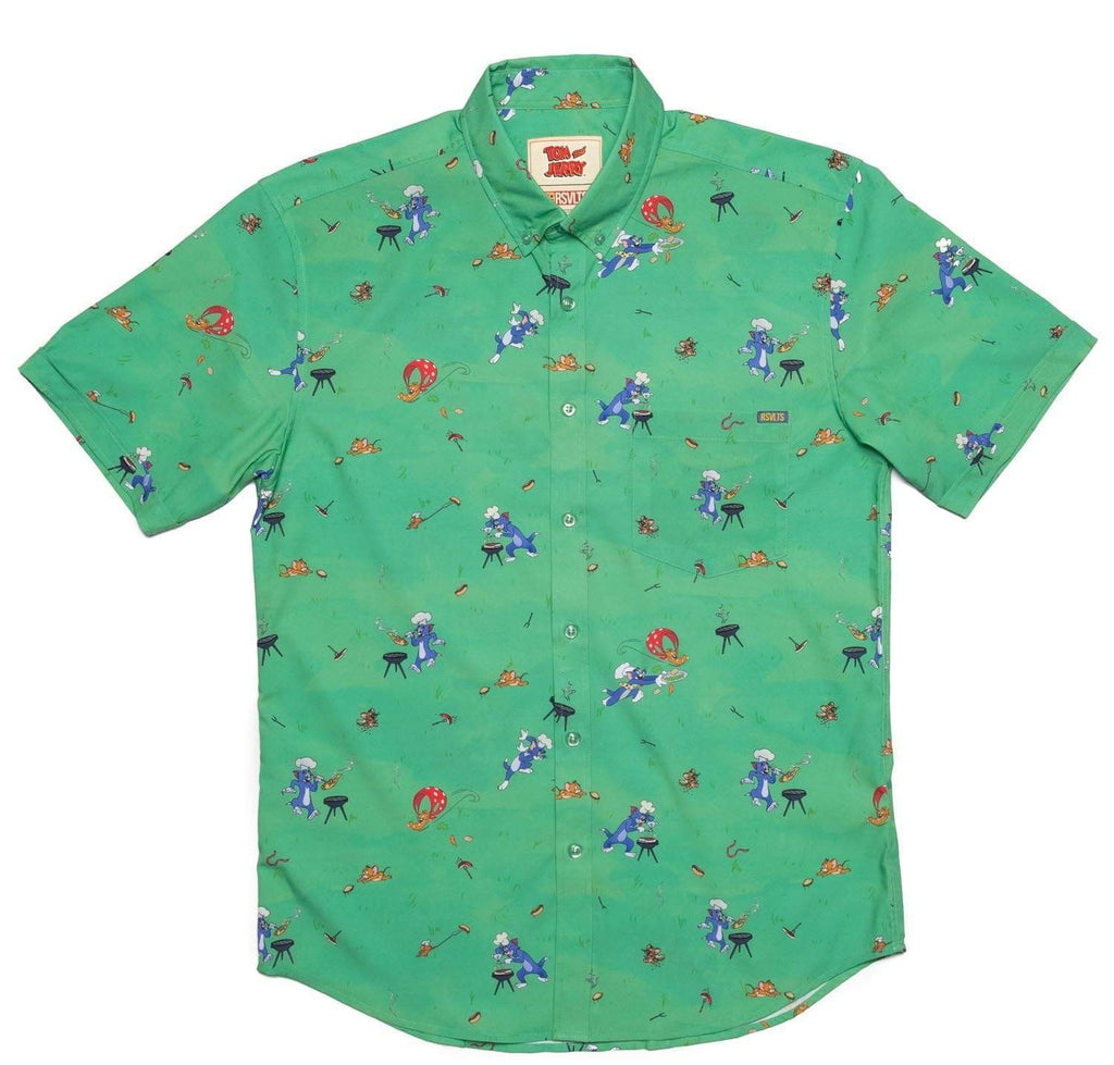 RSVLTS Brawl-B-Q KUNUFLEX Short Sleeve Shirt in Green — detail 3