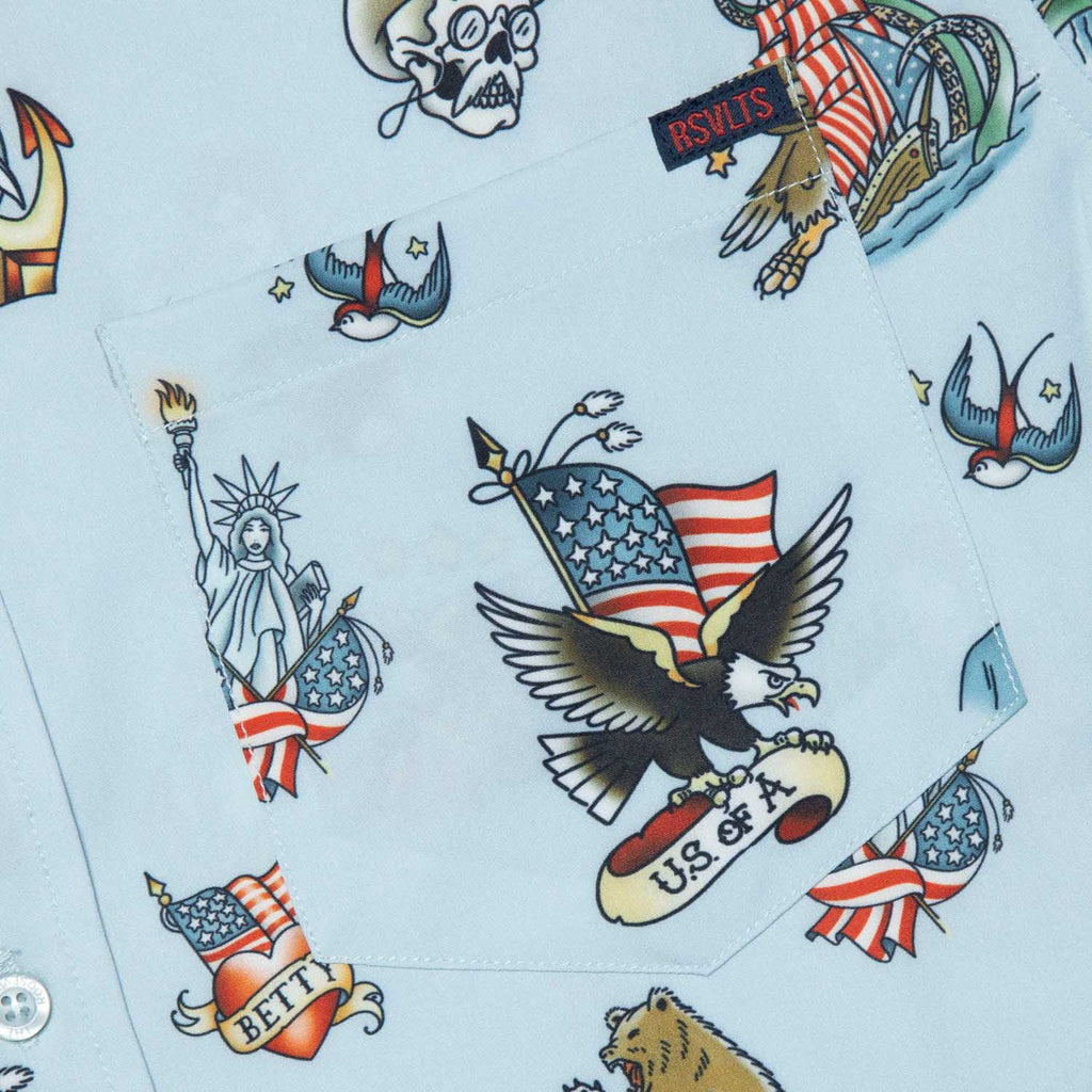 RSVLTS Grandpa’s Forearm KUNUFLEX Short Sleeve Shirt in Blue — detail 3