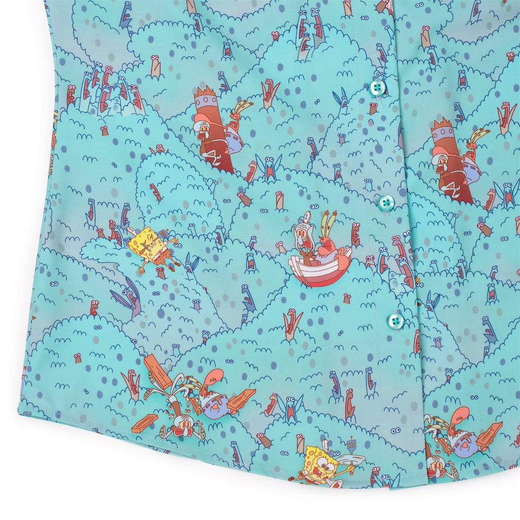 RSVLTS Meep Meep Meep Women's KUNUFLEX Short Sleeve Shirt in Blue — detail 7