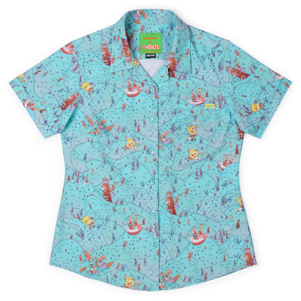 RSVLTS Meep Meep Meep Women's KUNUFLEX Short Sleeve Shirt in Blue — detail 4