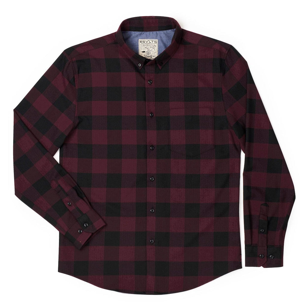 RSVLTS Plaid Bunny BorlandFlex Long Sleeve Flannel in Red — front view