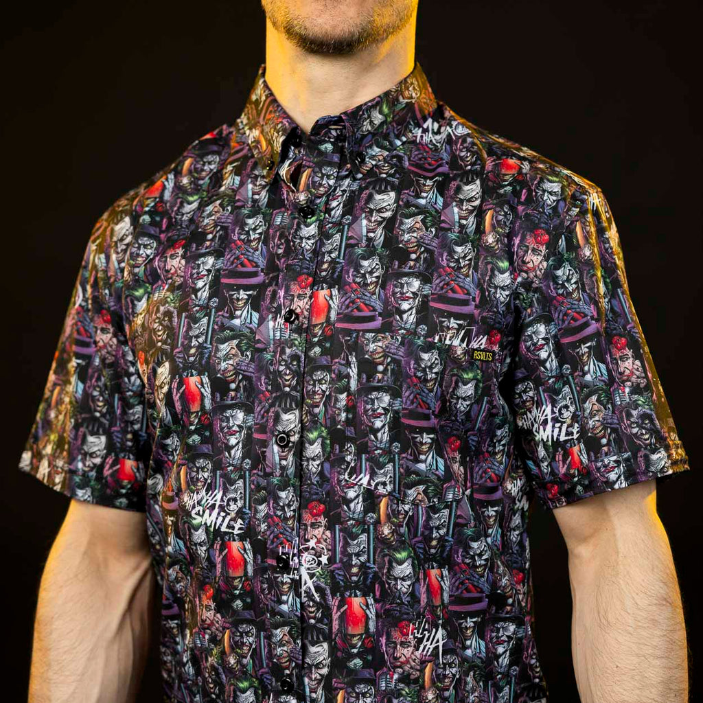 RSVLTS Last Laugh KUNUFLEX Short Sleeve Shirt in Black — front view