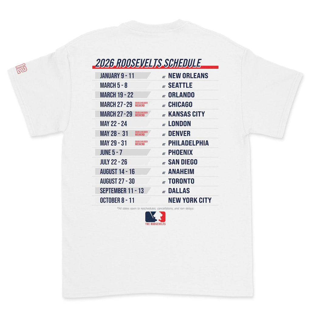 RSVLTS Roosevelts Road Trip Crewneck Tee in White — detail 2