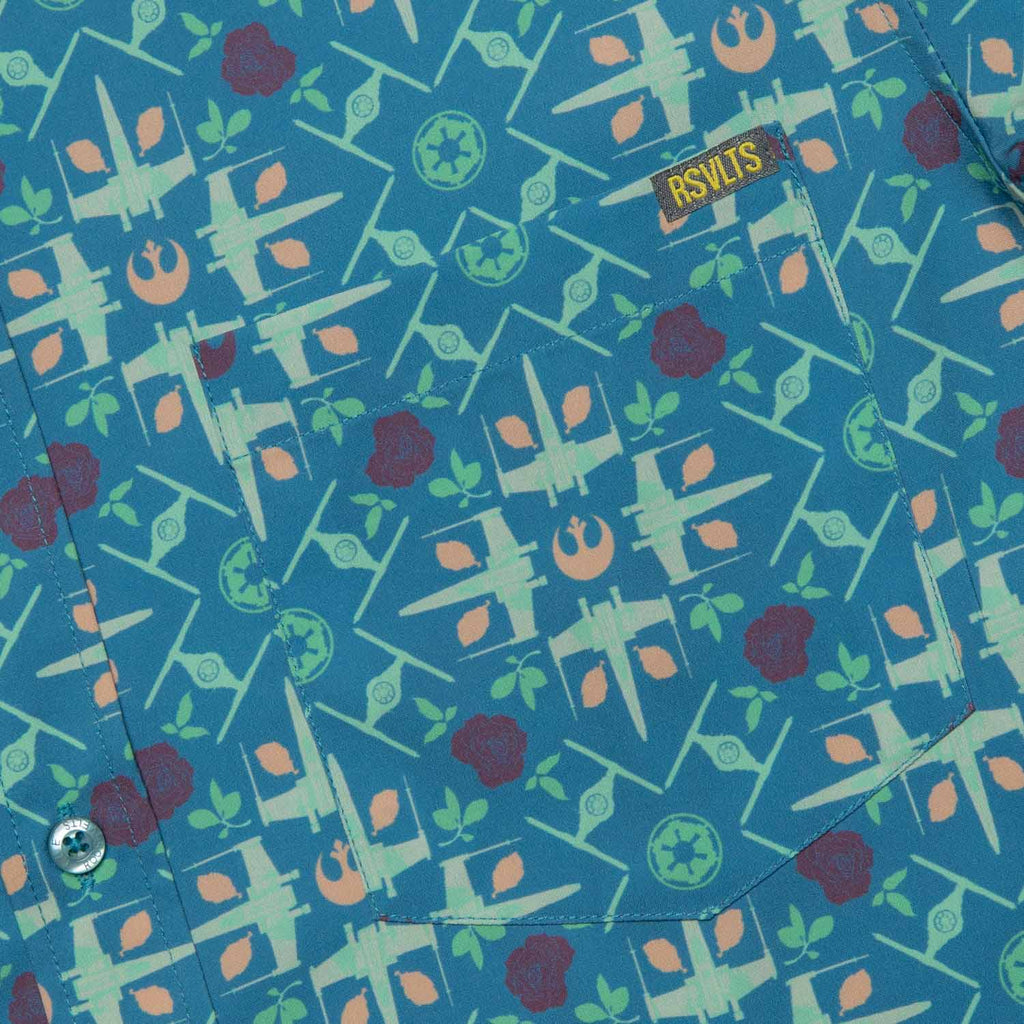 RSVLTS Grand Maz Couch KUNUFLEX Short Sleeve Shirt in Blue — detail 7