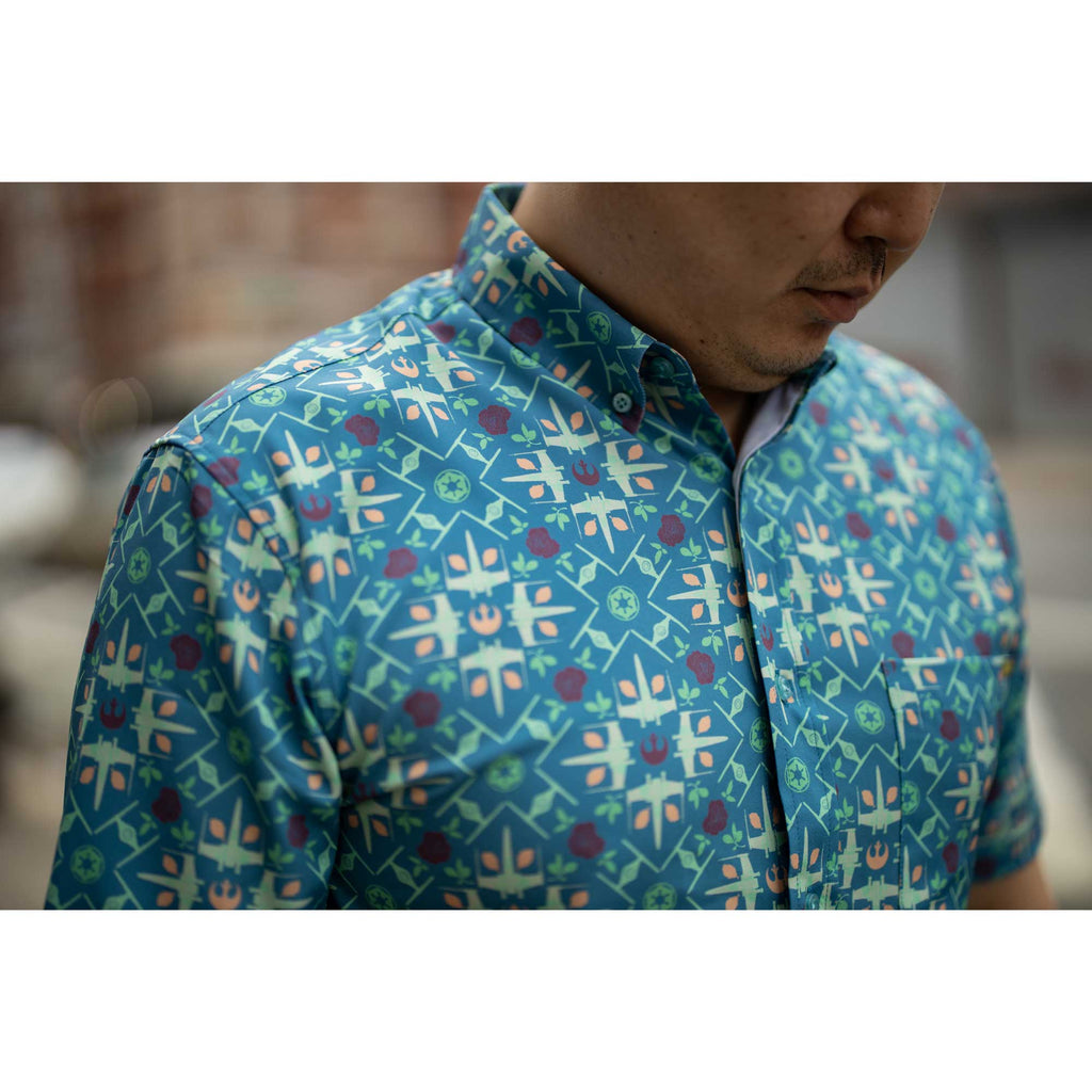 RSVLTS Grand Maz Couch KUNUFLEX Short Sleeve Shirt in Blue — detail 5