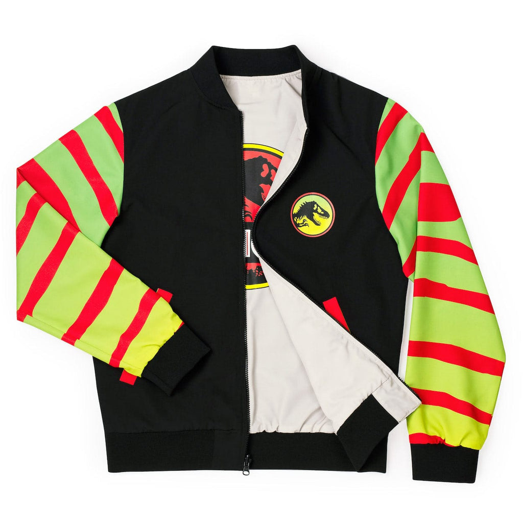 RSVLTS Jurassic Rides Reversible Bomber Jacket — front view