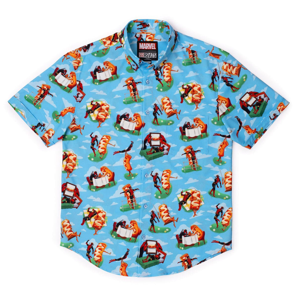 RSVLTS Chimichanga Dreams KUNUFLEX Short Sleeve Shirt in Blue — detail 7
