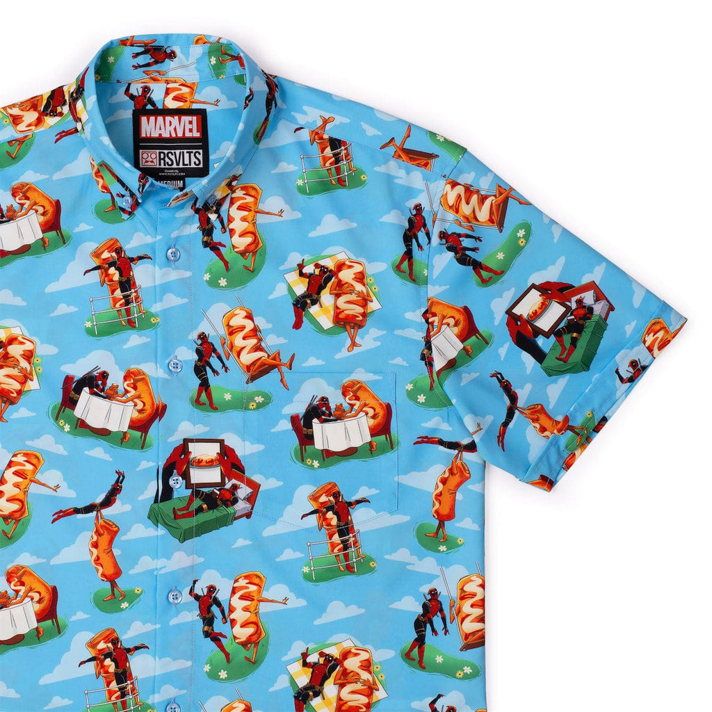 RSVLTS Chimichanga Dreams KUNUFLEX Short Sleeve Shirt in Blue — detail 4