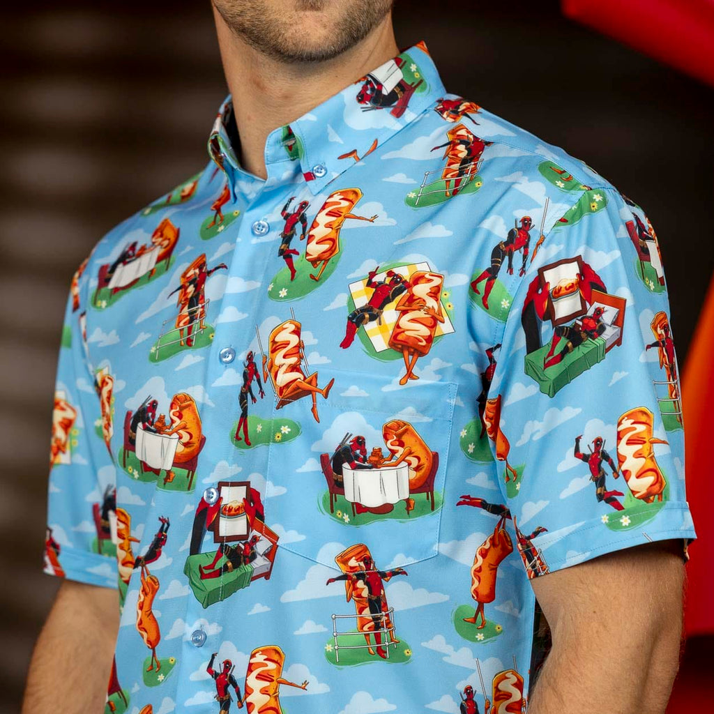 RSVLTS Chimichanga Dreams KUNUFLEX Short Sleeve Shirt in Blue — detail 3