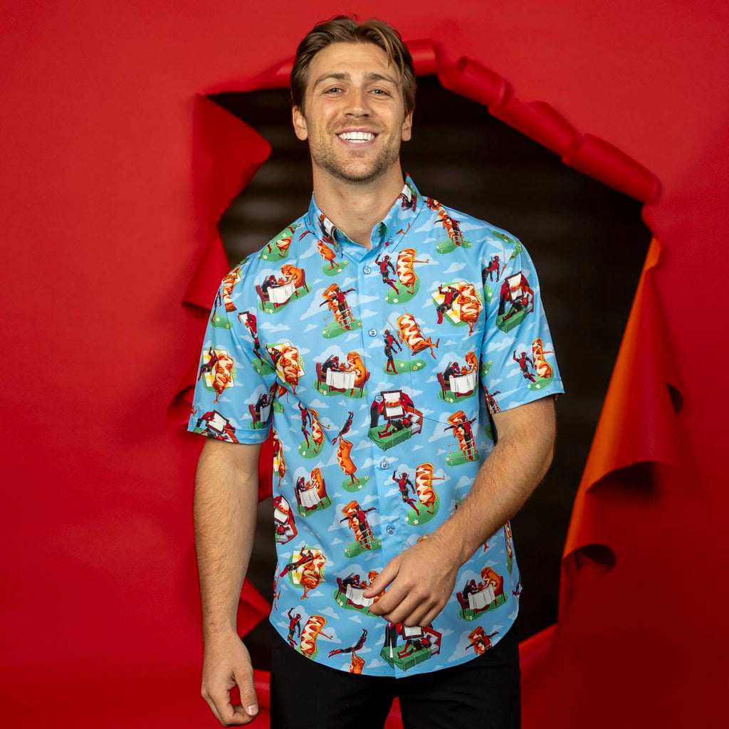 RSVLTS Chimichanga Dreams KUNUFLEX Short Sleeve Shirt in Blue — detail 6