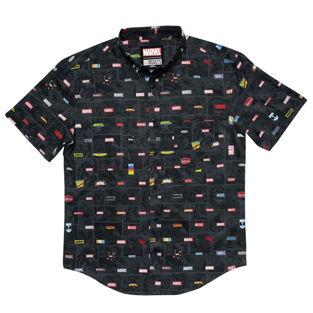 RSVLTS Pages of Time KUNUFLEX Short Sleeve Shirt in Black — detail 2